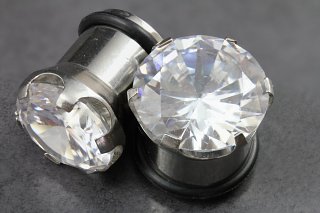 Cubic Zirconia Steel Plugs