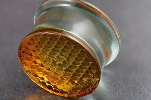 Golden Honeycomb Glass Flared Plugs