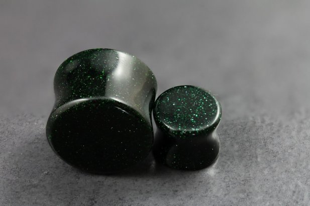 Green Goldstone Double Flared Plugs
