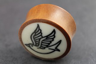 Sawo Wood with Swallow Bone Inlay Plug