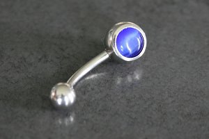 Single Jeweled Cat's Eye Belly Ring