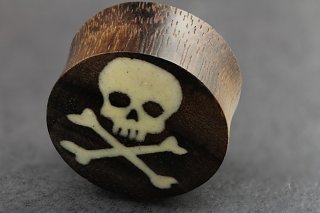 Skull Crossbone Sono Wood and Bone Plugs