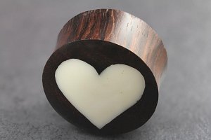 Sono Wood and Bone Heart Inlay Plugs