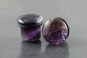 Top Hat Amethyst Stone Plug with Oring